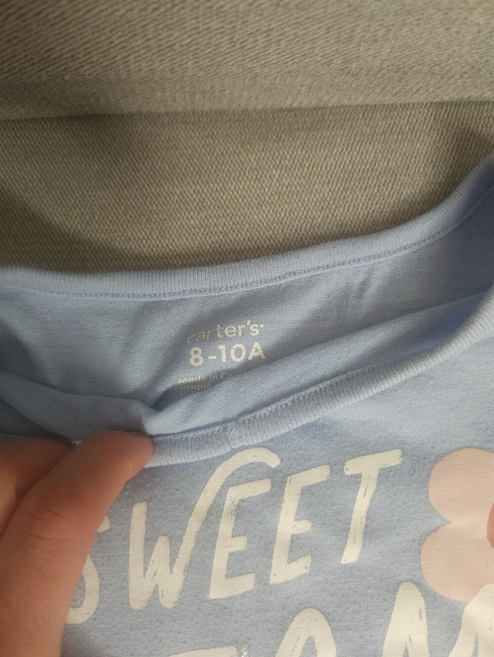 Carter's Light Blue Graphic Tee with White and Light Pink Print - Picture 2 of 3